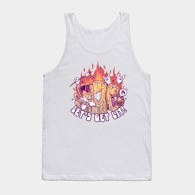 Let's Get Lit! Lit logs campfire Tank Top by SPIRIMAL